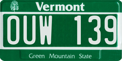 VT license plate OUW139