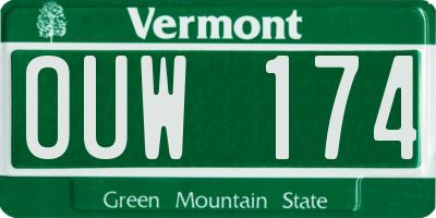 VT license plate OUW174