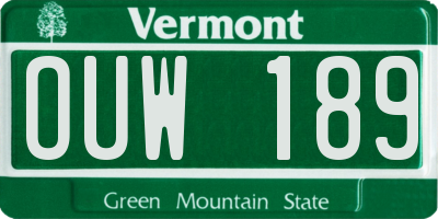 VT license plate OUW189