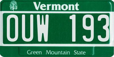 VT license plate OUW193