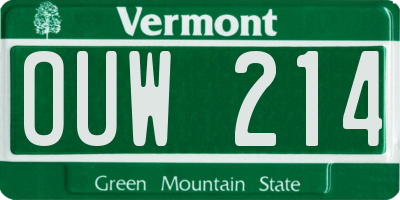 VT license plate OUW214