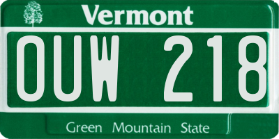VT license plate OUW218