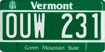 VT license plate OUW231