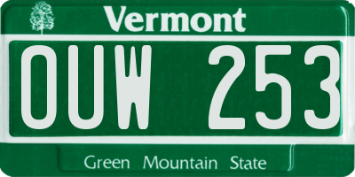 VT license plate OUW253