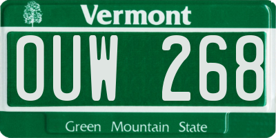 VT license plate OUW268