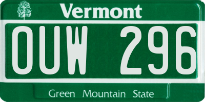 VT license plate OUW296