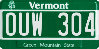 VT license plate OUW304