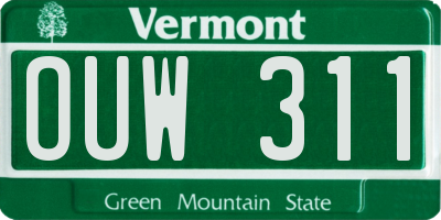 VT license plate OUW311