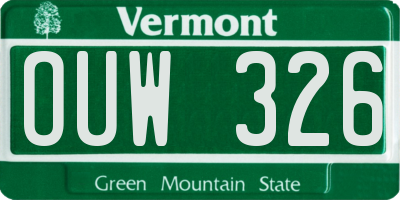 VT license plate OUW326