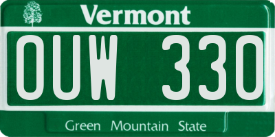 VT license plate OUW330