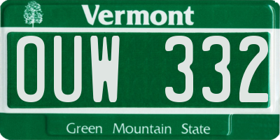 VT license plate OUW332