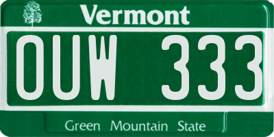 VT license plate OUW333