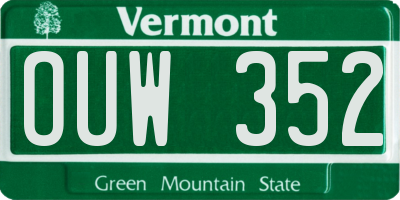 VT license plate OUW352