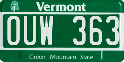 VT license plate OUW363
