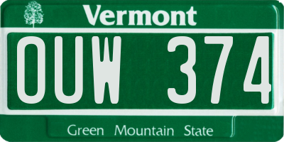 VT license plate OUW374