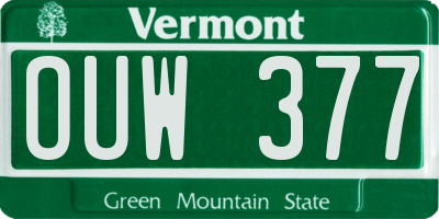 VT license plate OUW377