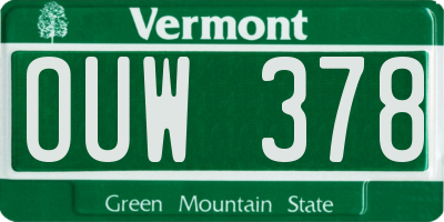 VT license plate OUW378