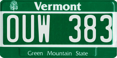 VT license plate OUW383