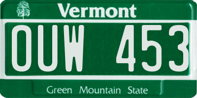 VT license plate OUW453