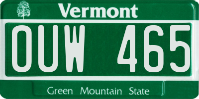 VT license plate OUW465