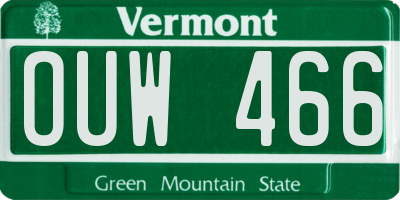 VT license plate OUW466