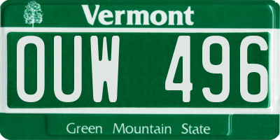 VT license plate OUW496