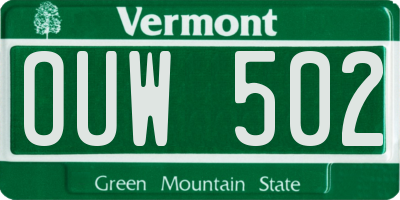 VT license plate OUW502