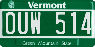 VT license plate OUW514