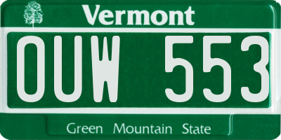 VT license plate OUW553
