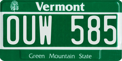 VT license plate OUW585