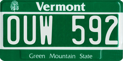 VT license plate OUW592