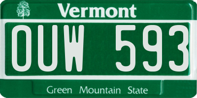 VT license plate OUW593