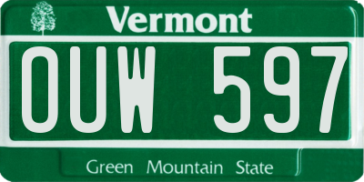 VT license plate OUW597