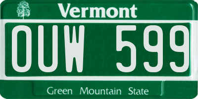 VT license plate OUW599