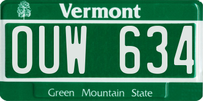 VT license plate OUW634