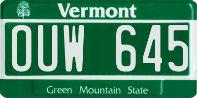 VT license plate OUW645