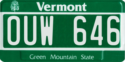 VT license plate OUW646