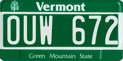 VT license plate OUW672