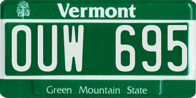 VT license plate OUW695