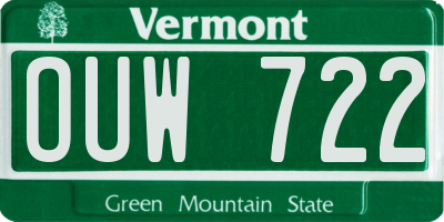 VT license plate OUW722