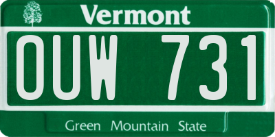 VT license plate OUW731
