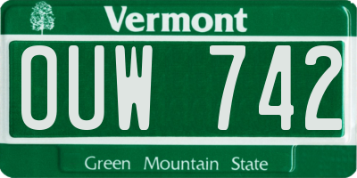 VT license plate OUW742
