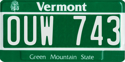 VT license plate OUW743