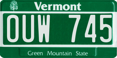 VT license plate OUW745