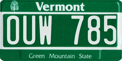 VT license plate OUW785