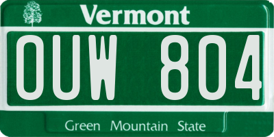 VT license plate OUW804