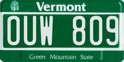 VT license plate OUW809