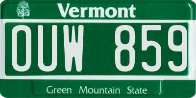 VT license plate OUW859