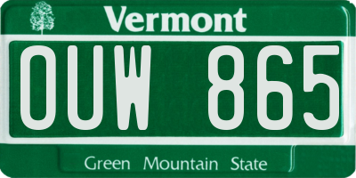 VT license plate OUW865