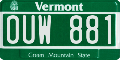 VT license plate OUW881
